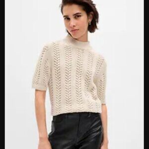 Pointelle Mockneck Sweater